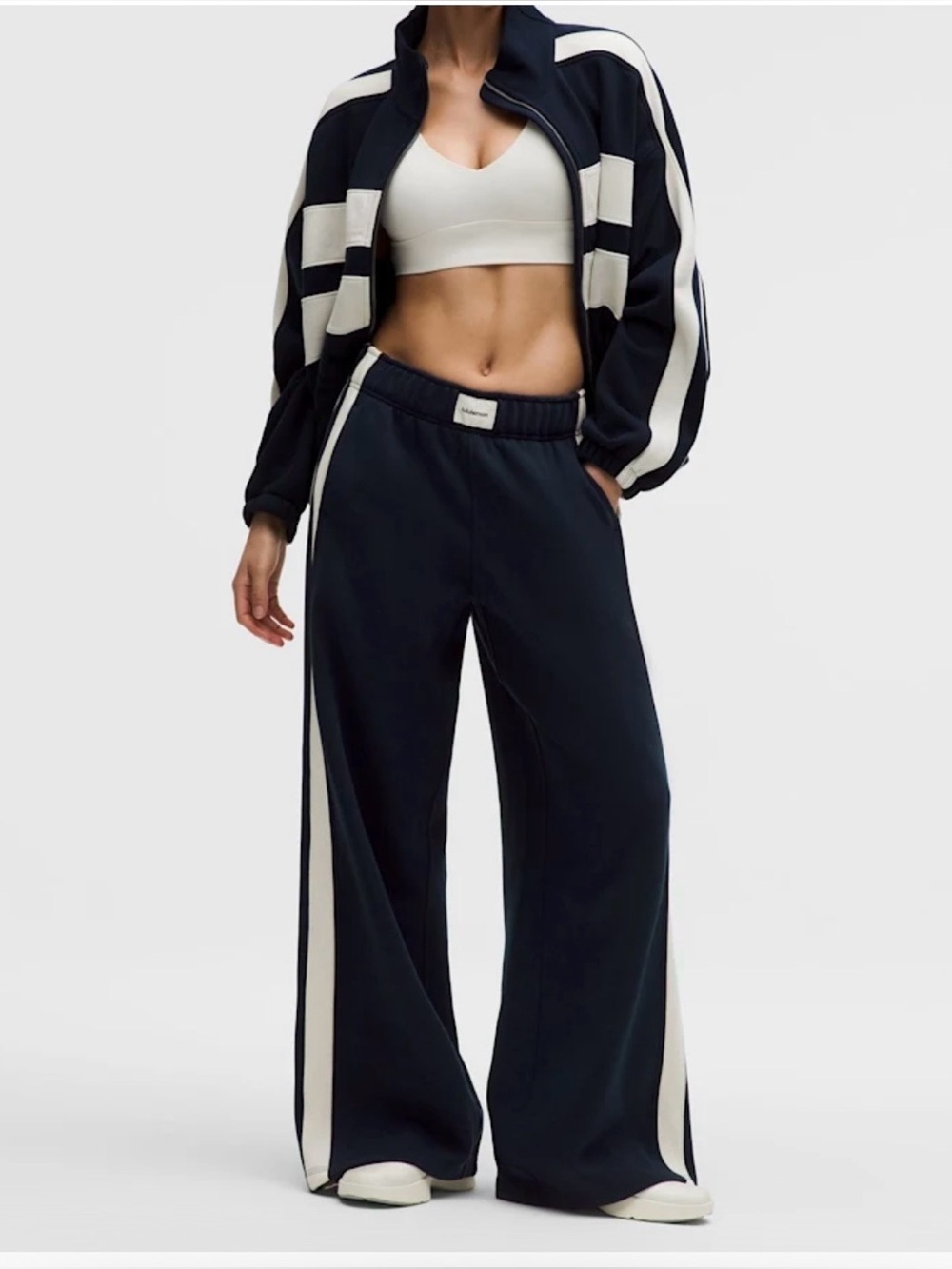 Lululemon Women's Steady State Oversized Track Pant Stripe Navy/Ivory XS